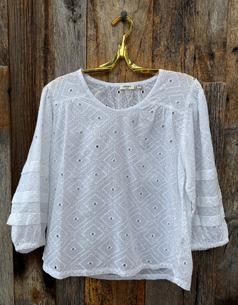Dylan Dylan Pleat Sleeve Top White