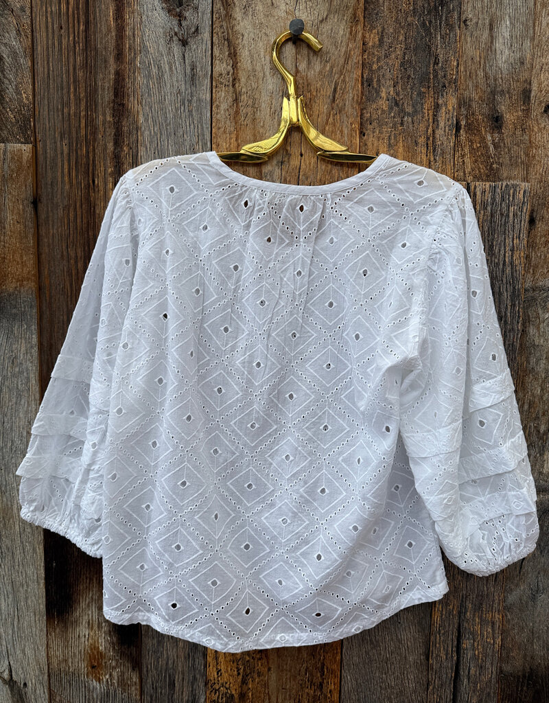 Dylan Dylan Pleat Sleeve Top White