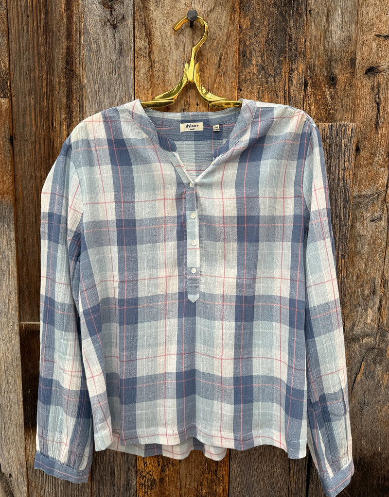 Dylan Dylan Perfect Plaid Top Blue