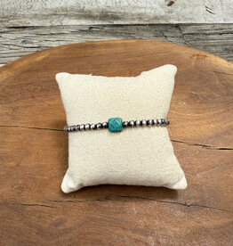 Christy Lea Payne CLP Silver Bead Bracelet - Turquoise Offset