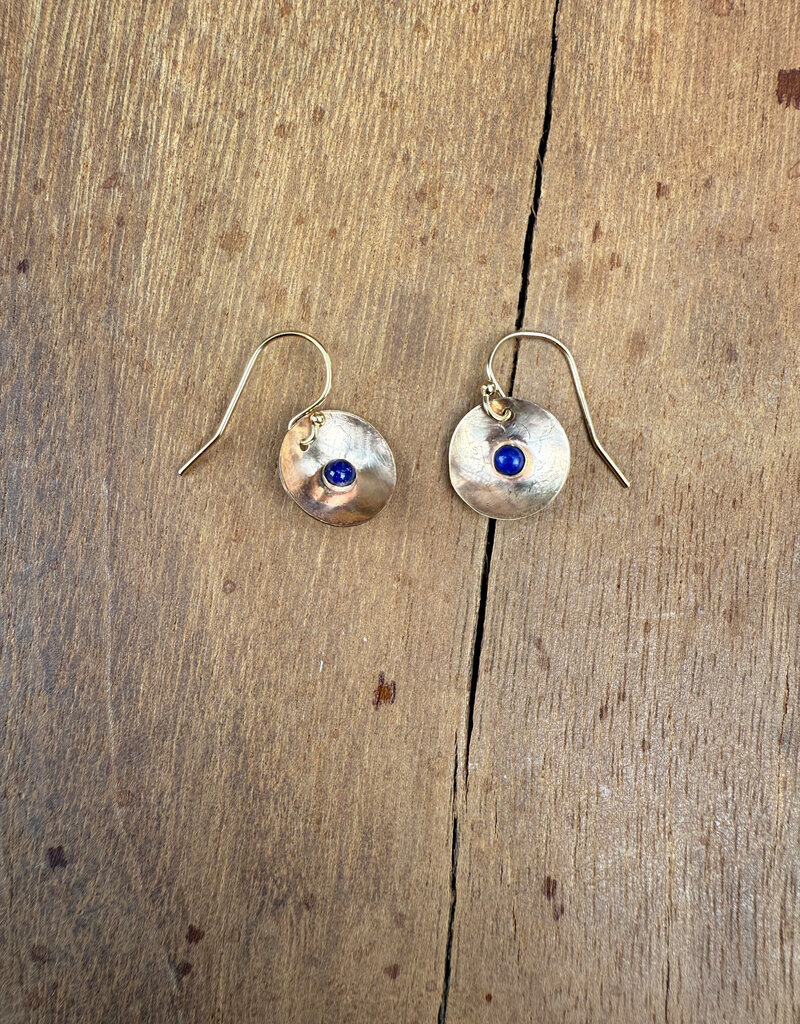 Christy Lea Payne CLP Concave Sm Earrings w Stones GF Lapis