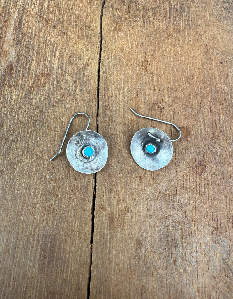 Christy Lea Payne CLP Concave Sm Earrings w Stones SS Turquoise