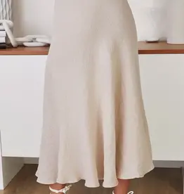 Milio Milano Milio Milano Crinkle Linen Midi Skirt Beige