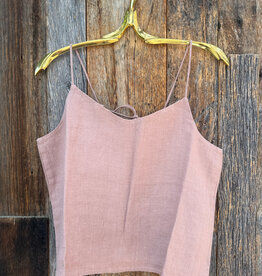 Isabella V Isabella V Bella French Linen Drawstring Top Rose Pink
