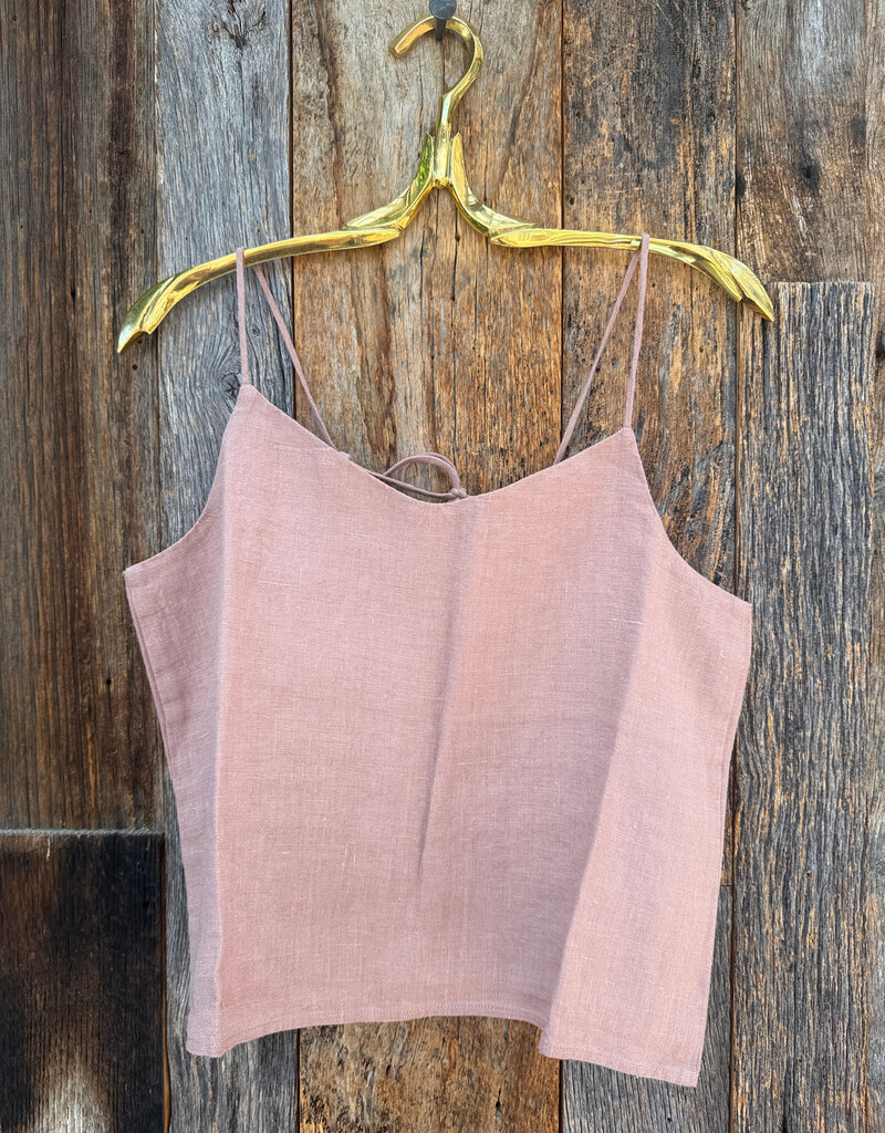 Isabella V Isabella V Bella French Linen Drawstring Top Rose Pink