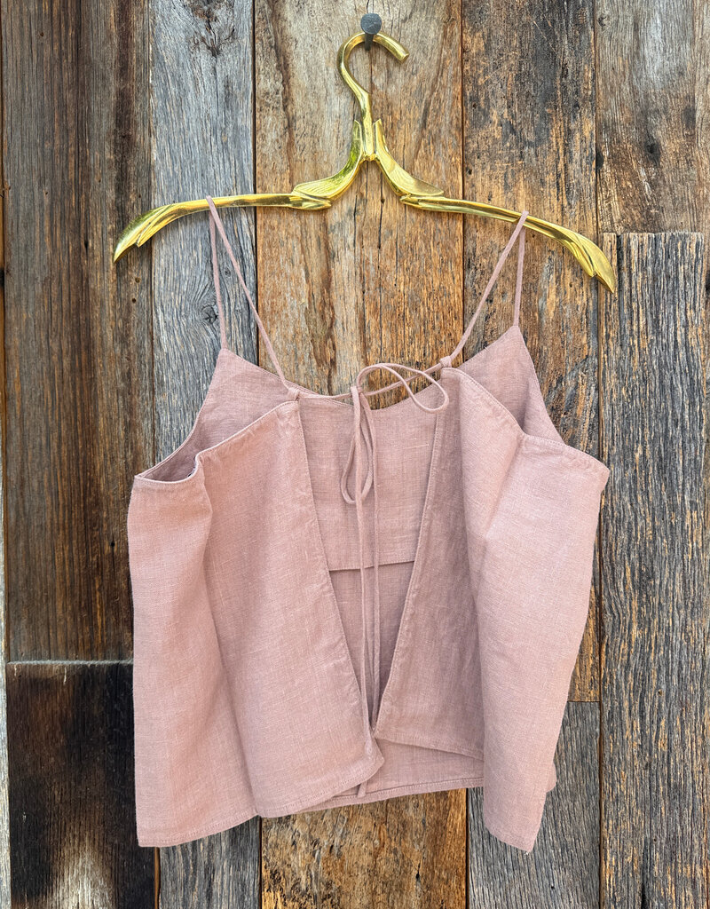 Isabella V Isabella V Bella French Linen Drawstring Top Rose Pink
