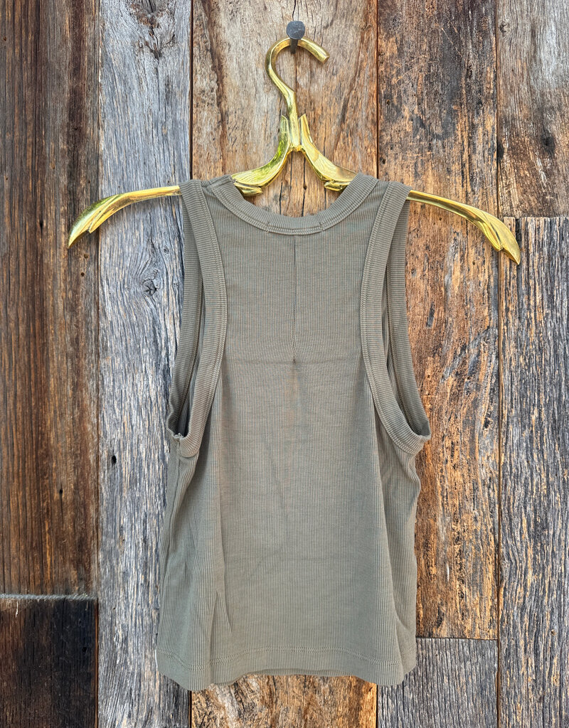 Stateside Stateside Rib Cropped High Neck Tank Bay Leaf
