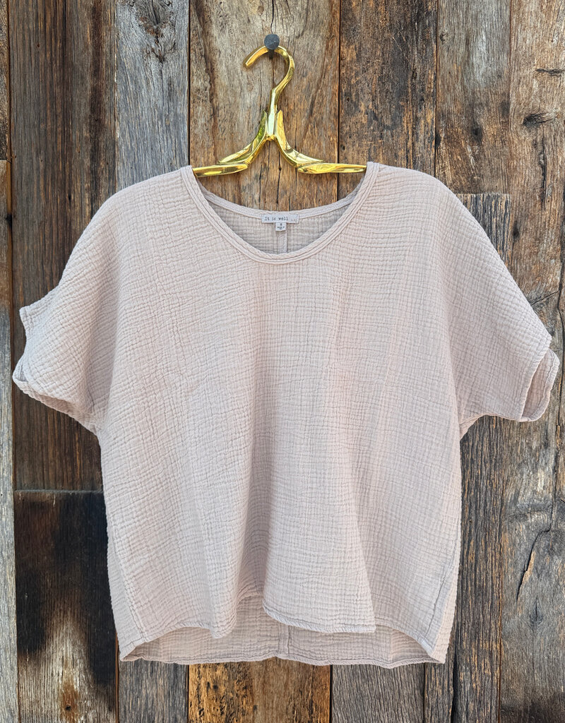 It Is Well S/S Gauze Top Sand Beige