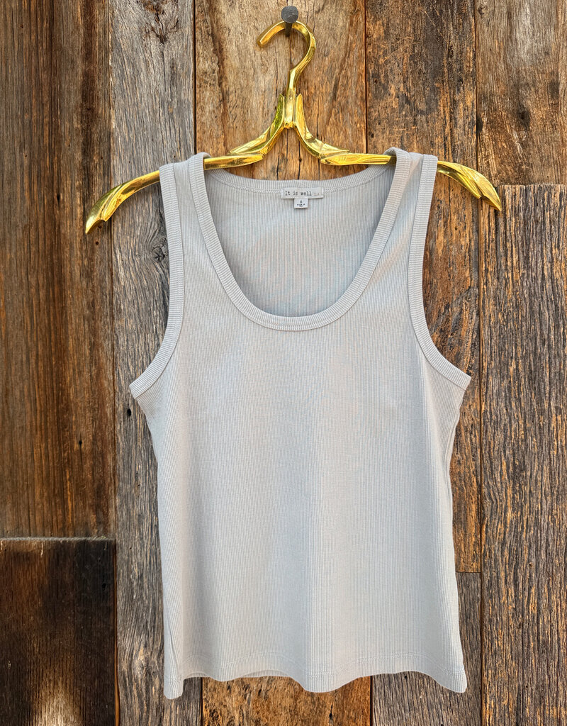 It Is Well Rib Tank Top Slate