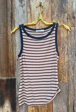 Stateside Stateside Stripe Rib Ruched Tank Black/Almond