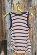 Stateside Stateside Stripe Rib Ruched Tank Black/Almond