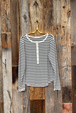 Mododoc Women Mododoc L/S Slim Henley Ivory/Charcoal