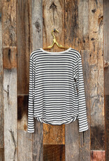 Mododoc Women Mododoc L/S Slim Henley Ivory/Charcoal