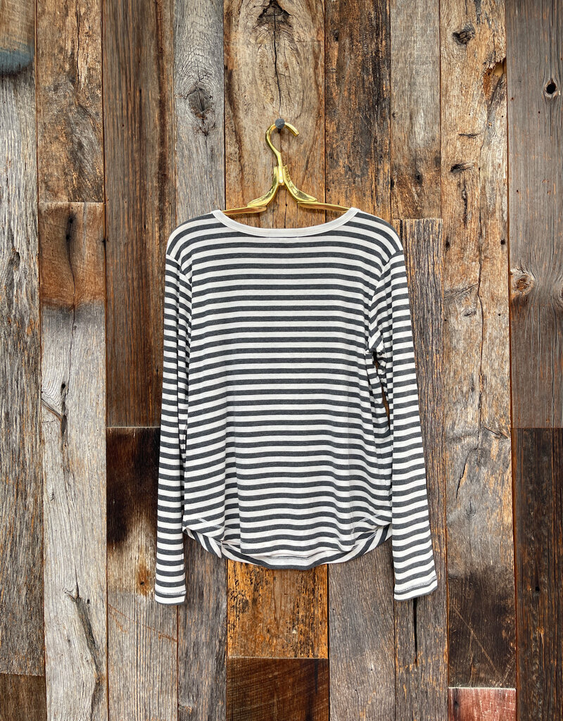 Mododoc Women Mododoc L/S Slim Henley Ivory/Charcoal