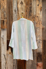 Johnny Was Johnny Was Ruffle Sleeve Henley Tunic Florrie - Stripe