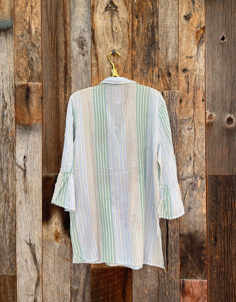 Johnny Was Johnny Was Ruffle Sleeve Henley Tunic Florrie - Stripe