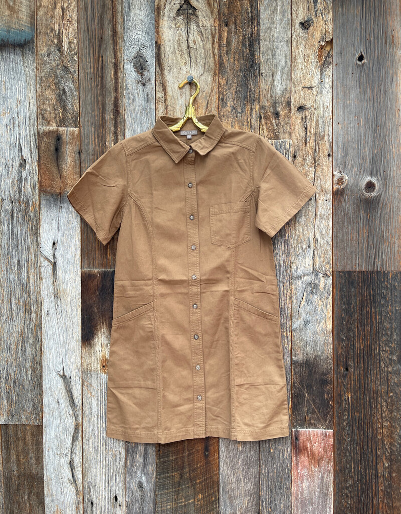 Lilla P Lilla P PA3118 Twill Paneled Shirt Dress Pecan