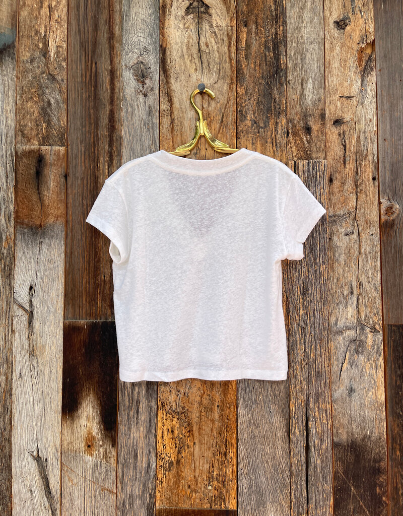 Perfect White Tee  T127 Rosie Linen Jersey Spandex V Neck Natural