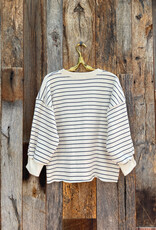 Perfect White Tee Striped Fleece Pullover Navy Stripe