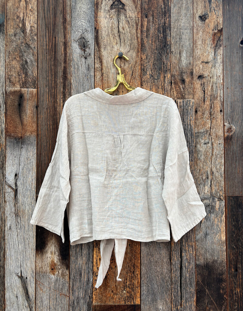 Milio Milano Milio Milano Linen Front Tie Button Shirt Beige