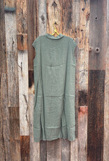 Milio Milano Milio Milano Long Crinkle Linen Sleeveless Shirt Dress Green