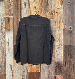 Milio Milano Milio Milano Linen L/S Button Down Top with Edge Stitch Detail Black