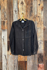 Milio Milano Milio Milano Linen L/S Button Down Top with Edge Stitch Detail Black