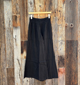 Milio Milano Milio Milano Linen Smocked Waist Palazzo Pant Black