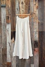 Milio Milano Milio Milano Linen Smocked Waist Palazzo Pant Beige