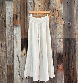 Milio Milano Milio Milano Linen Smocked Waist Palazzo Pant Beige