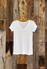 Milio Milano Milio Milano Raw Edge S/S V-Neck T-Shirt White