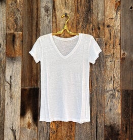 Milio Milano Milio Milano Raw Edge S/S V-Neck T-Shirt White