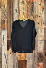 Milio Milano Milio Milano V-Neck Shoulder Drop LS Tee Black