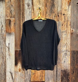Milio Milano Milio Milano V-Neck Shoulder Drop LS Tee Black