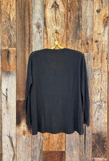 Milio Milano Milio Milano V-Neck Shoulder Drop LS Tee Black