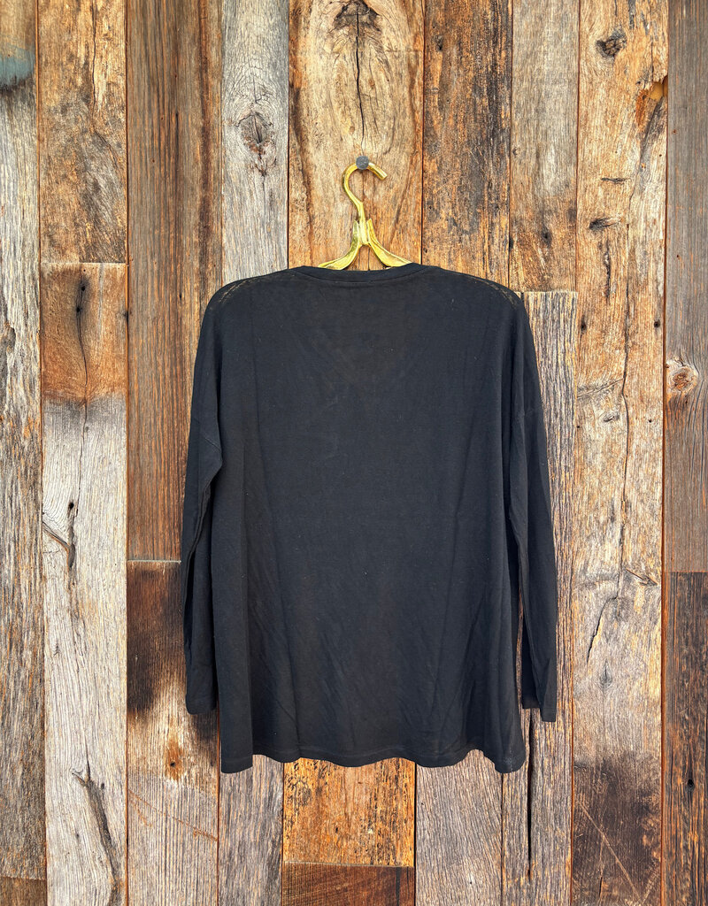 Milio Milano Milio Milano V-Neck Shoulder Drop LS Tee Black