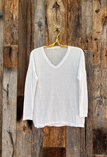 Milio Milano Milio Milano V-Neck Shoulder Drop LS Tee White