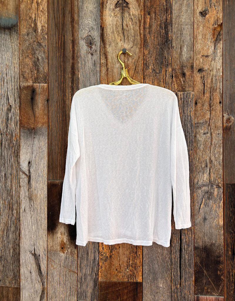 Milio Milano Milio Milano V-Neck Shoulder Drop LS Tee White