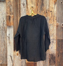 Milio Milano Milio Milano Linen Long Sleeve Button Shirt Black