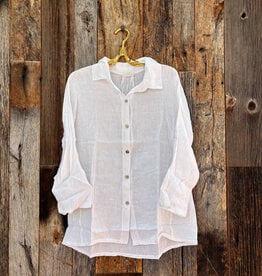 Milio Milano Milio Milano Linen Long Sleeve Button Shirt White
