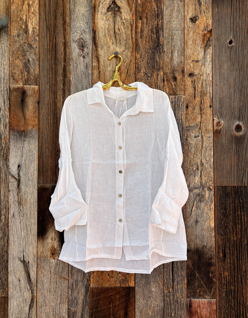 Milio Milano Milio Milano Linen Long Sleeve Button Shirt White