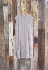 Milio Milano Milio Milano Long Crinkle Linen Sleeveless Shirt Dress Mocha
