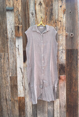 Milio Milano Milio Milano Long Crinkle Linen Sleeveless Shirt Dress Mocha