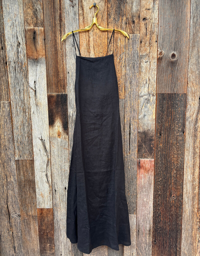 Isabella V Isabella V Flora Linen Maxi Dress Black