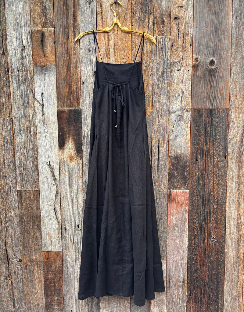 Isabella V Isabella V Flora Linen Maxi Dress Black