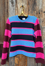 Sundry Colorblock Stripe Pullover Sweater Blue