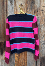 Sundry Colorblock Stripe Pullover Sweater Blue