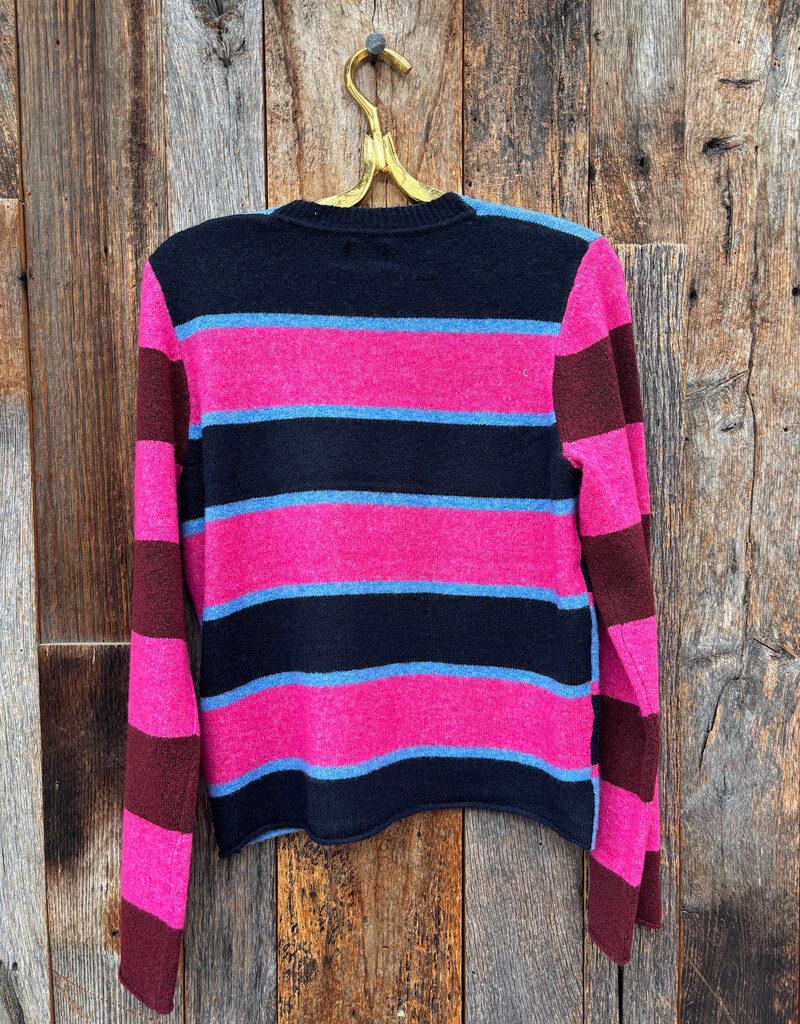 Sundry Colorblock Stripe Pullover Sweater Blue