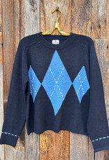 Sundry Argyle Pullover Sweater Deep Navy
