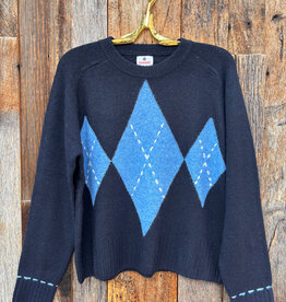 Sundry Argyle Pullover Sweater Deep Navy